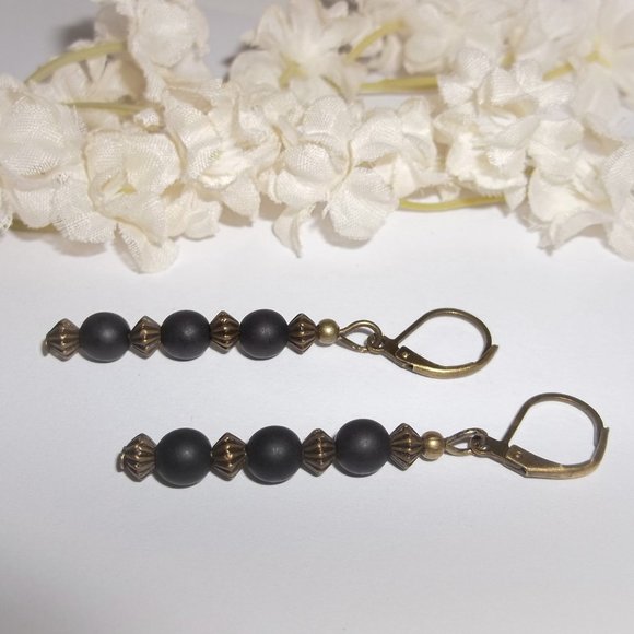 Bohemian Style Beaded Earrings Black Bronze 6396 - Picture 4 of 8